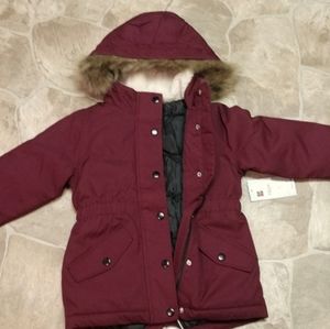 Kid's Puffer Parka Coat Swiss Tech Performance Water Resistant Burgundy L(10-12)